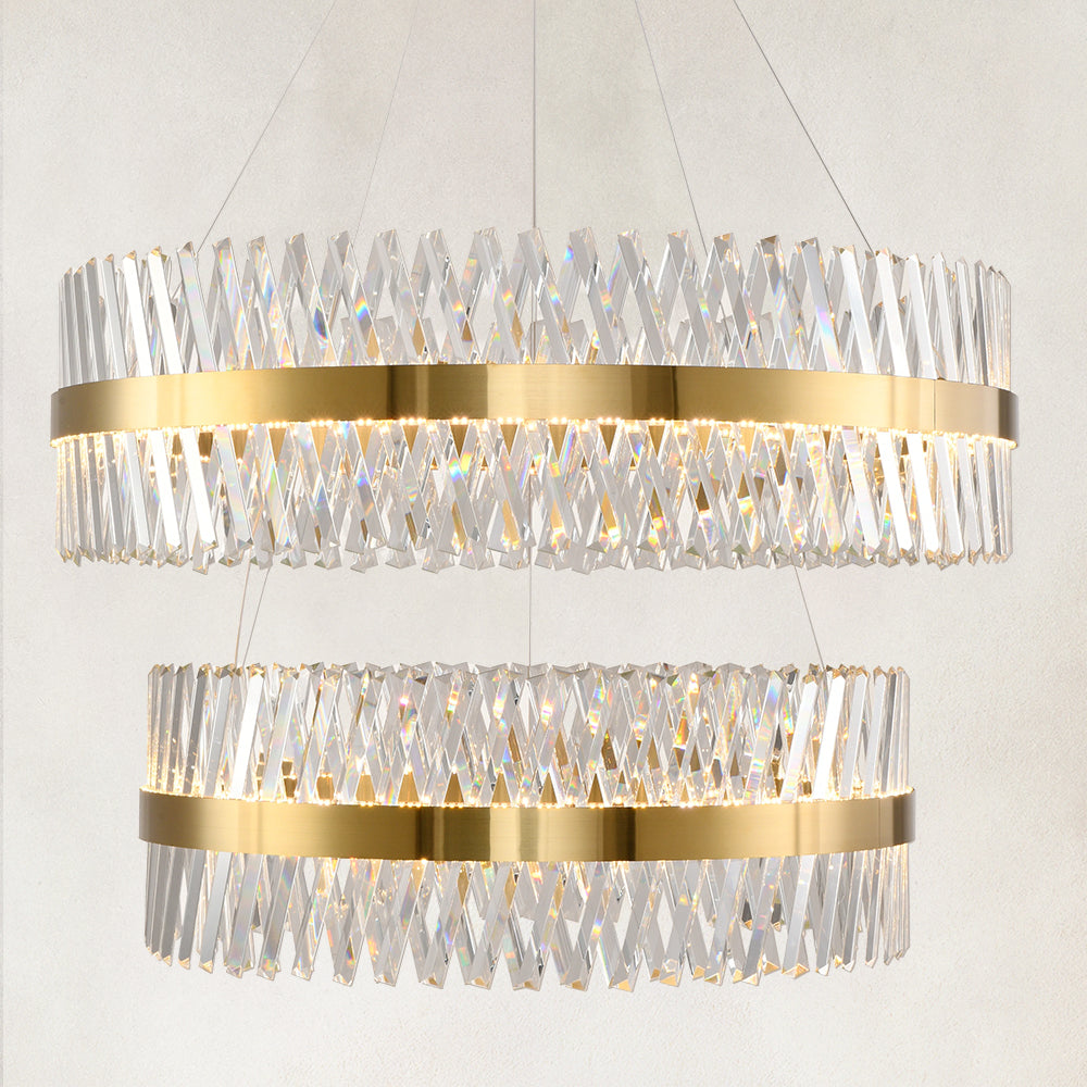 Prisma Crystal 2-Tier Chandelier 40"D