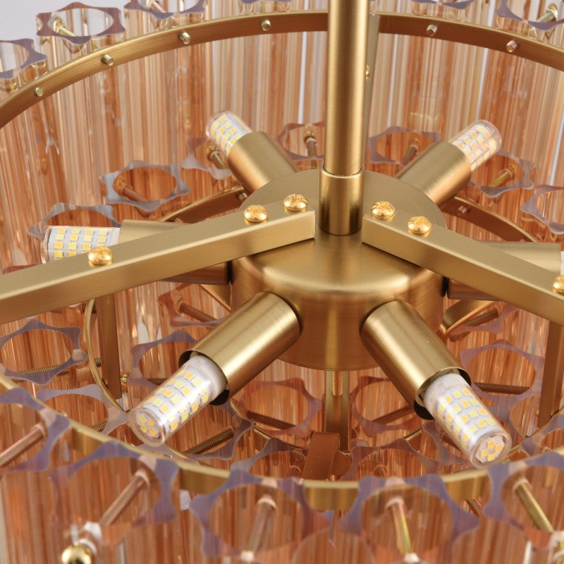 Aurea Amber Crystal Halo Round Chandelier 14" D