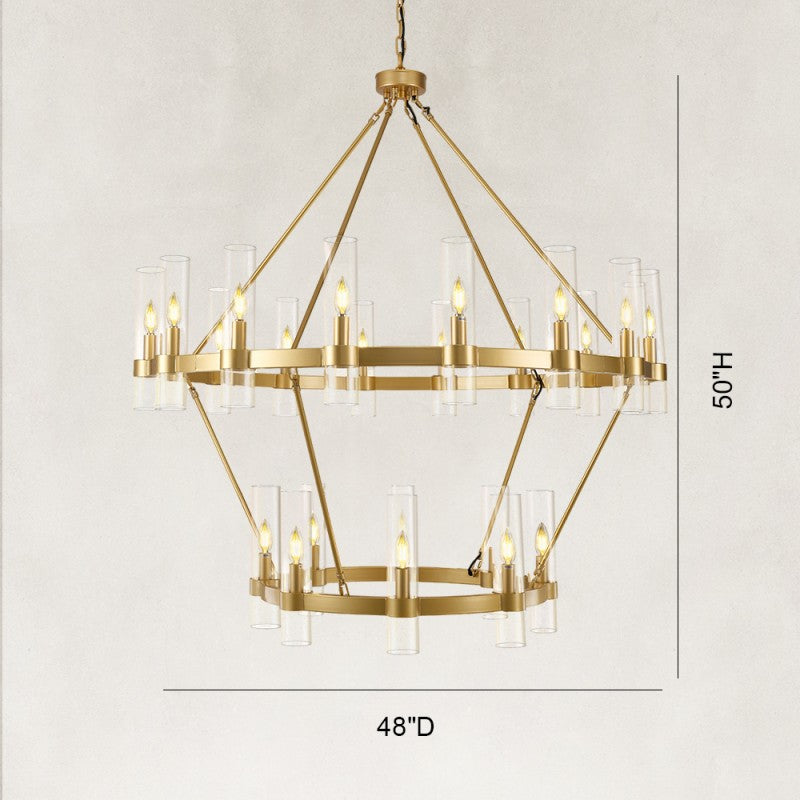 Cyla Glass Tube 2-Tier Round Chandelier 48"