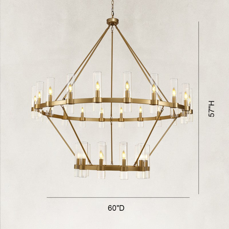 Cyla Glass Tube 2-Tier Round Chandelier 60"