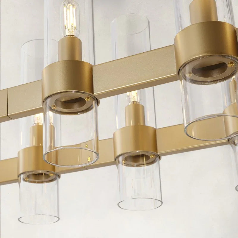 Cyla Glass Tube Rectangular Chandelier 54"