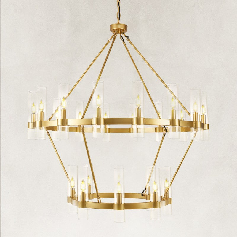 Cyla Glass Tube 2-Tier Round Chandelier 48"