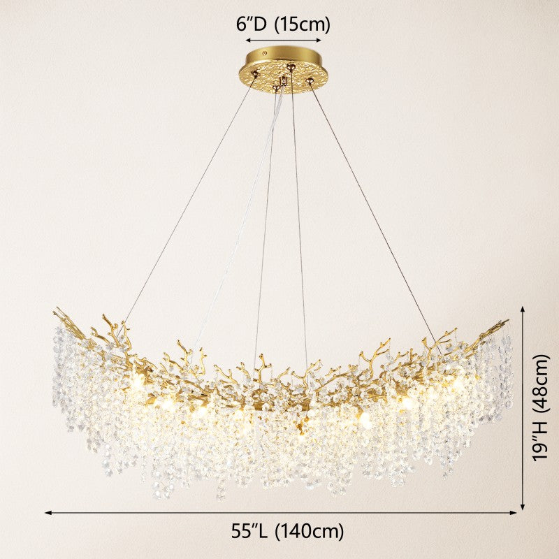 Forest Glow Modern Crystal Rectangle Chandelier 55"W