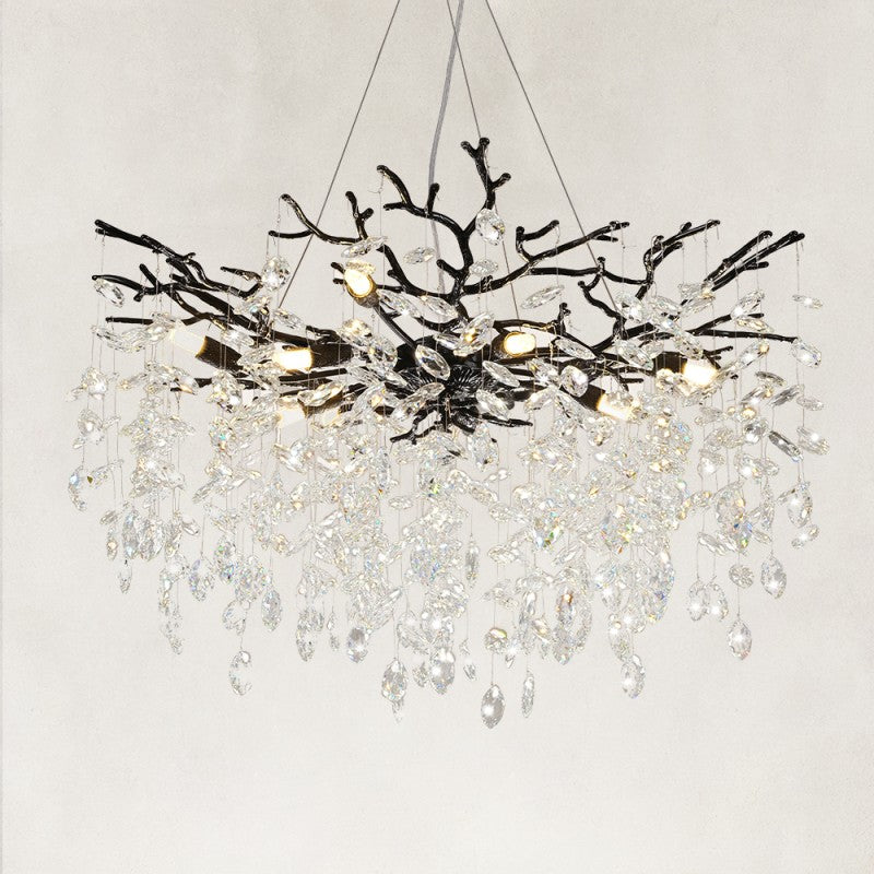 Frostray Crystal Cascade Branch Round Chandelier 30"
