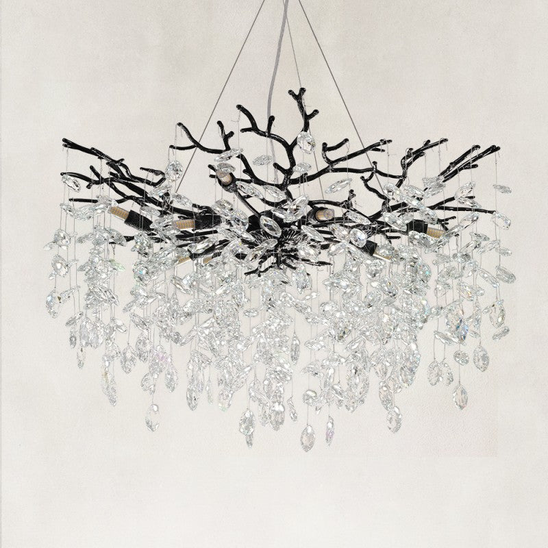 Frostray Crystal Cascade Branch Round Chandelier 30"