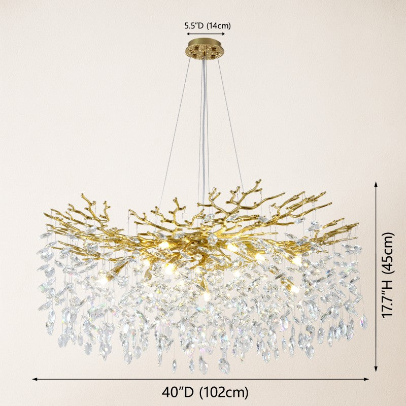 Frostray Crystal Cascade Branch Round Chandelier 40"