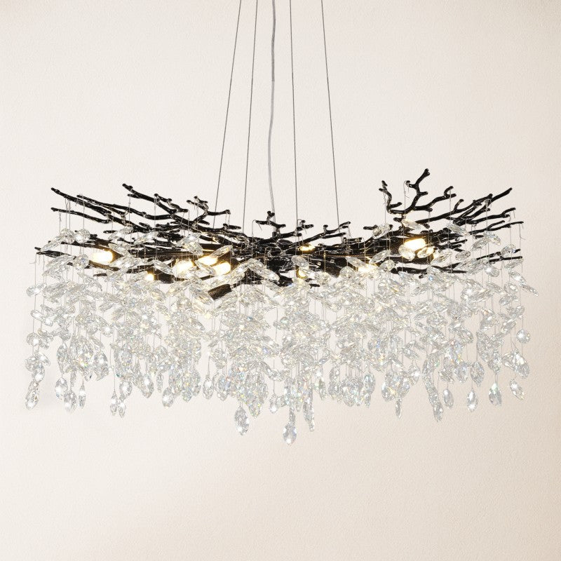 Frostray Crystal Cascade Branch Round Chandelier 40"