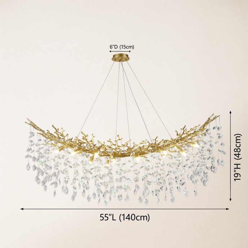 Frostray Crystal Cascade Tree Branch Linear Chandelier 55"