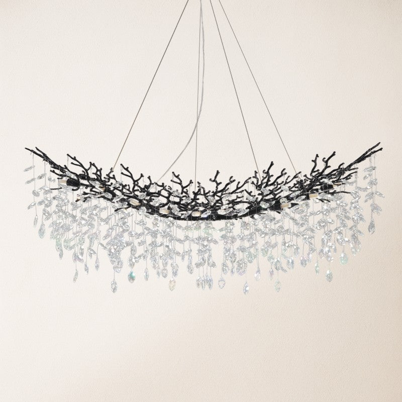 Frostray Crystal Cascade Tree Branch Linear Chandelier 55"