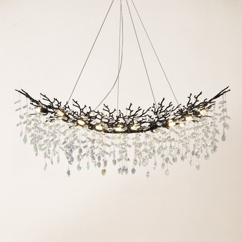 Frostray Crystal Cascade Tree Branch Linear Chandelier 55"