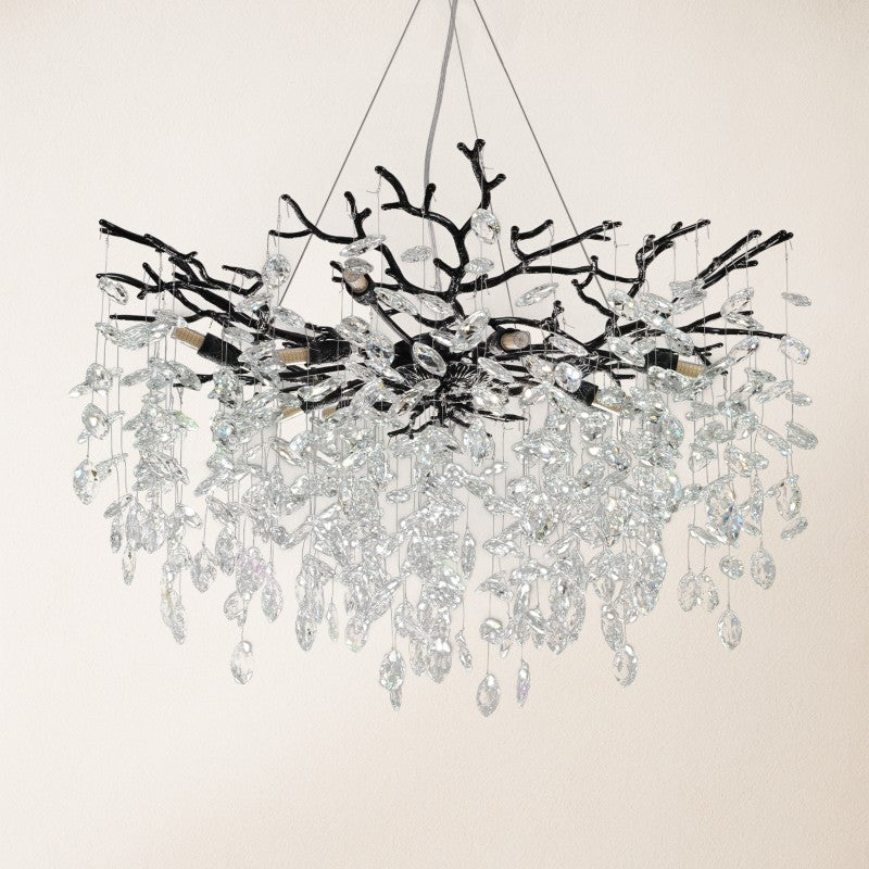 Frostray Crystal Cascade Branch Round Chandelier 30"