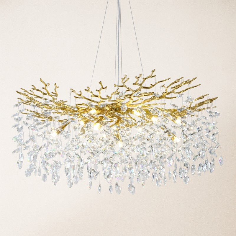 Frostray Crystal Cascade Branch Round Chandelier 40"