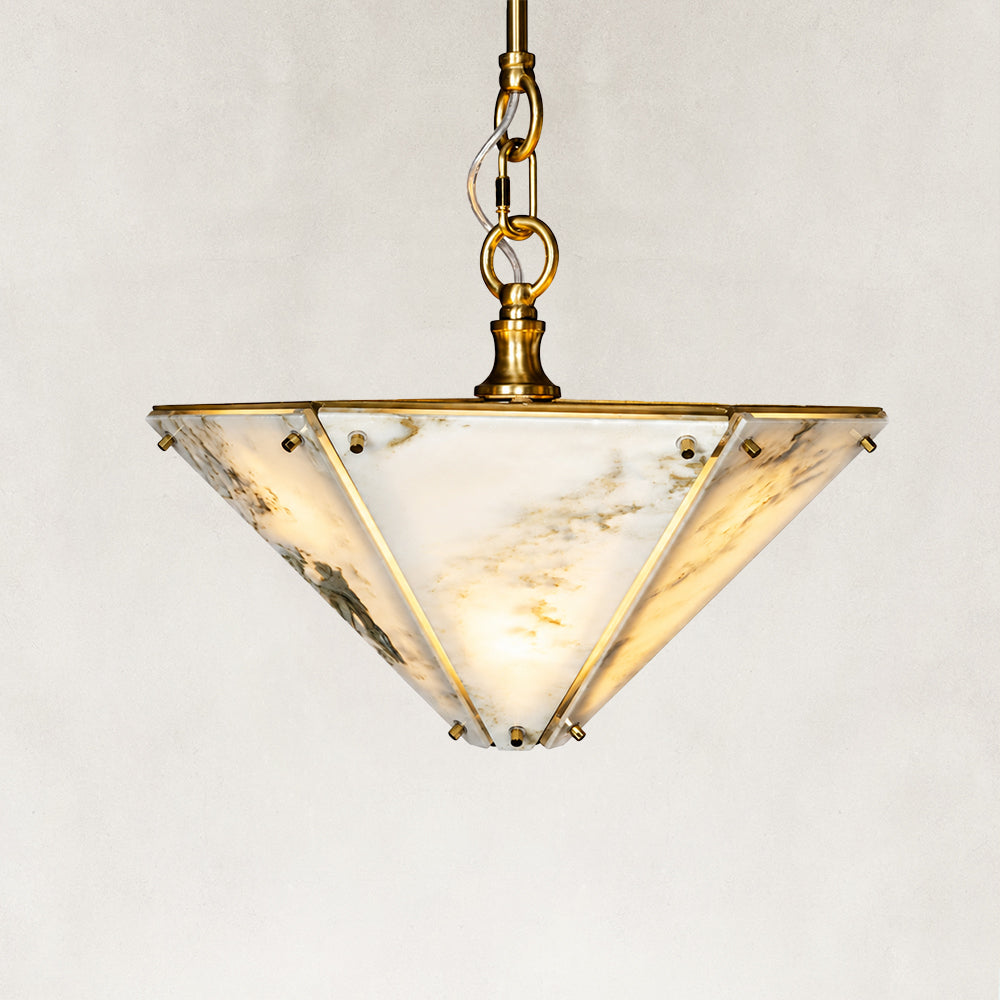 Landscape Marble Conical Pendant 8"H