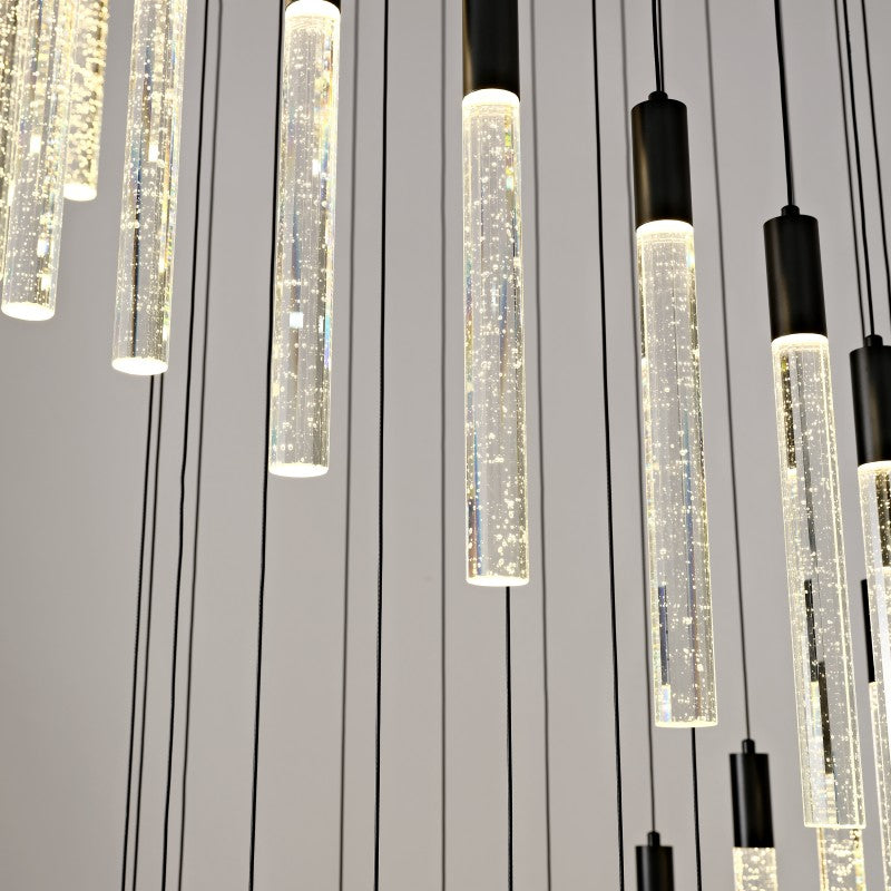 Luxury Spiral Cascade Crystal LED High Ceiling Chandelier