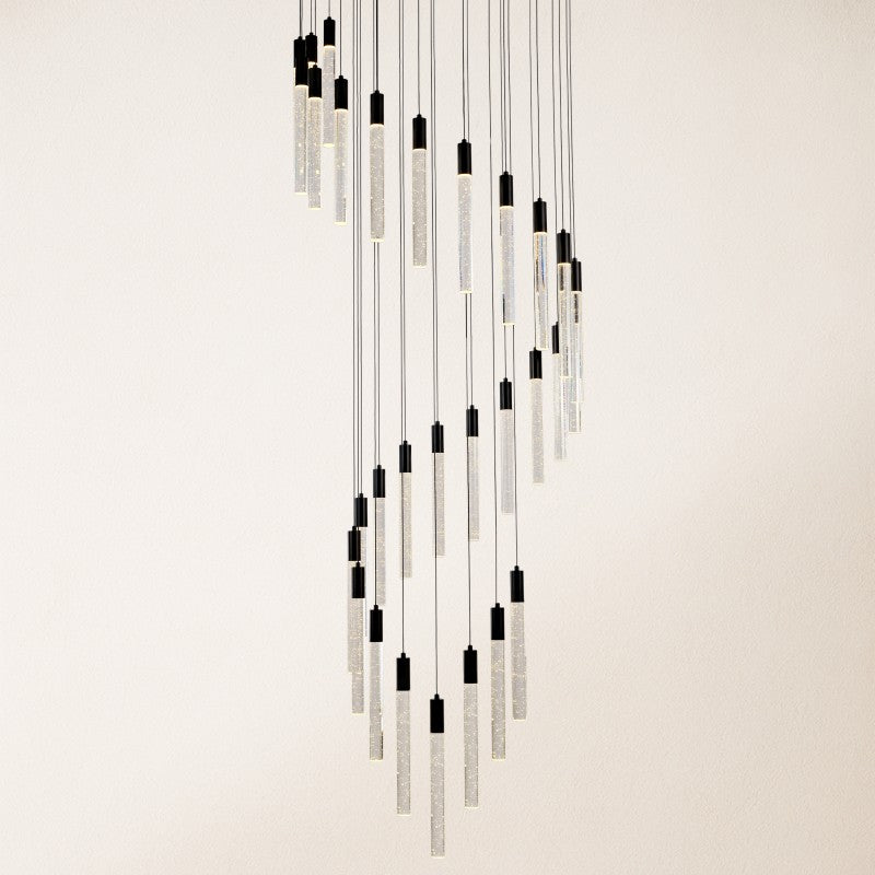 Luxury Spiral Cascade Crystal LED High Ceiling Chandelier