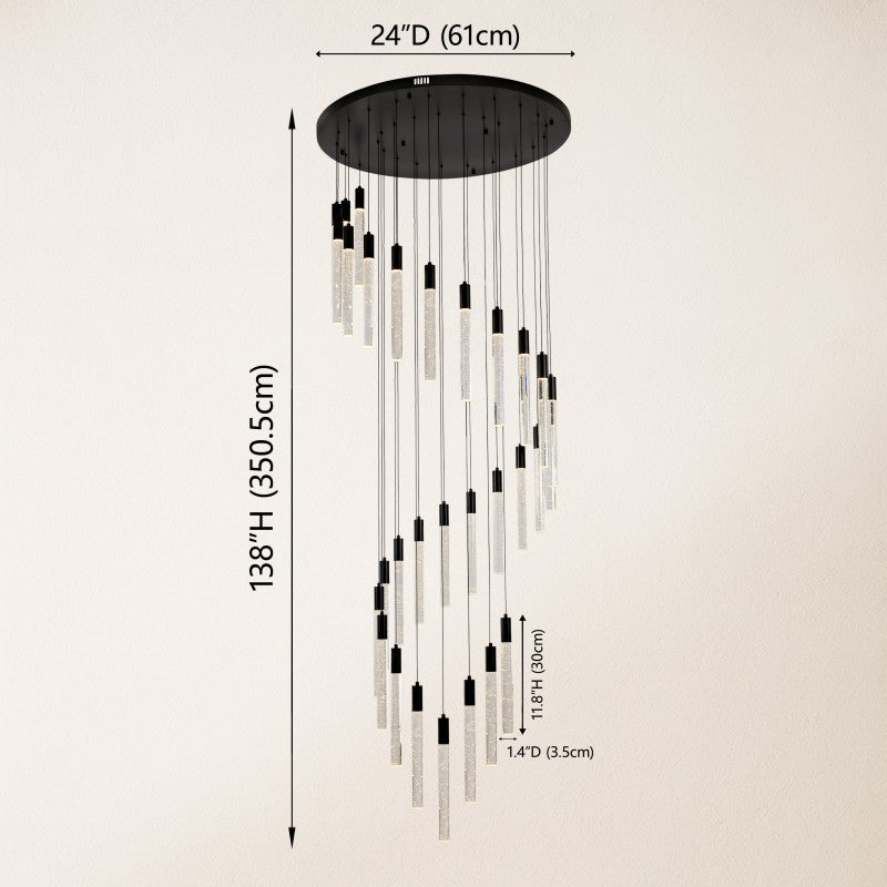 Luxury Spiral Cascade Crystal LED High Ceiling Chandelier