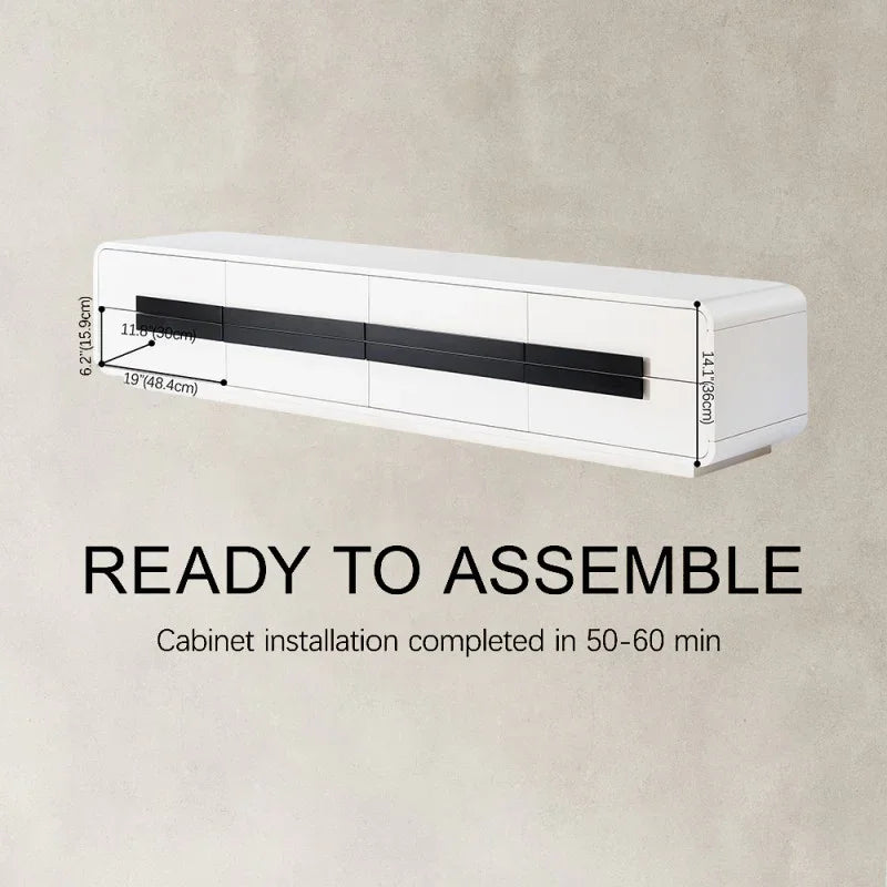 Modern Piano 4 Drawer TV Stand 80"L