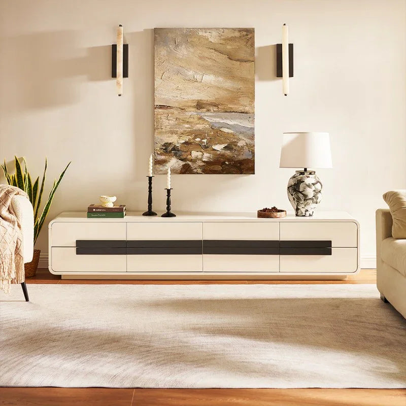 Modern Piano 4 Drawer TV Stand 80"L