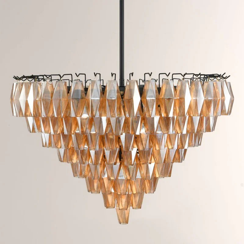 Oris Drop Round Crystal Glass Chandelier 36"D