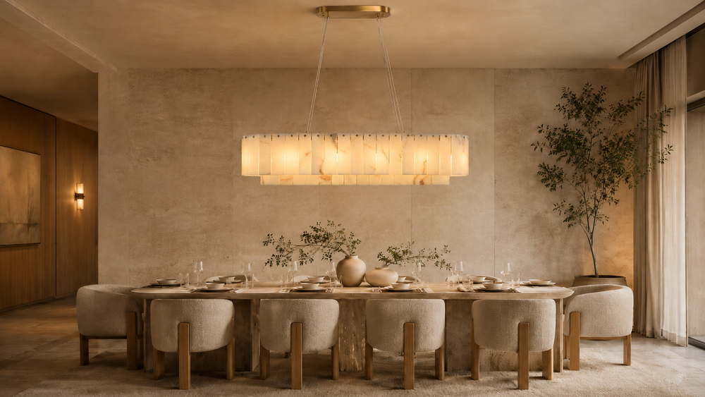 Alabaster Chandeliers That Instantly Elevate a Dining Room