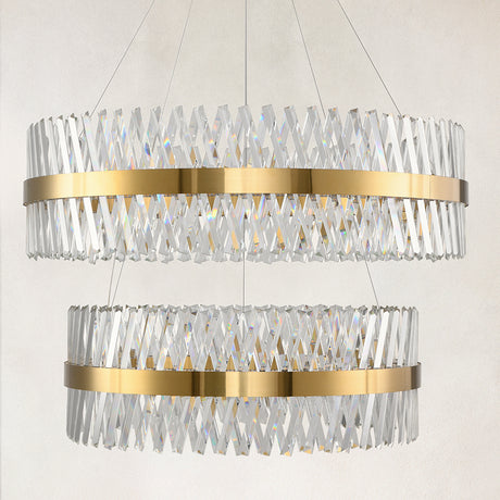 Prisma Crystal 2-Tier Chandelier 40"D
