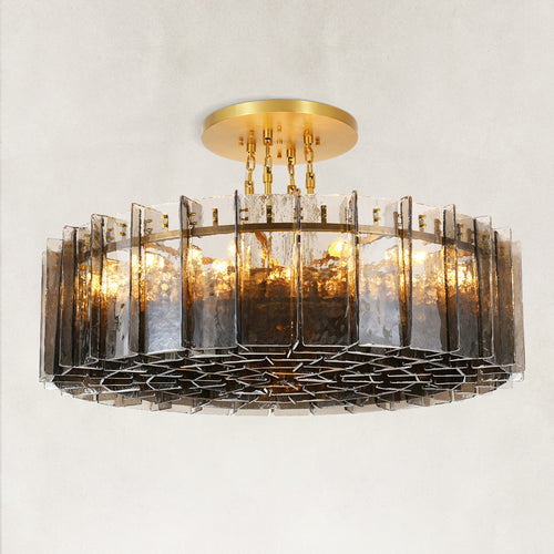Zeal Modern Round Smoke Glass Chandelier 60