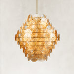 Yanko Luxury Amber Glass Round Chandelier 70"D
