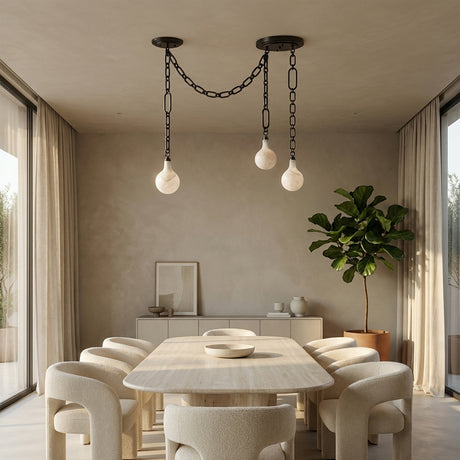 Aether Alabaster Chain Linked 3 Light Pendant Light 12”D