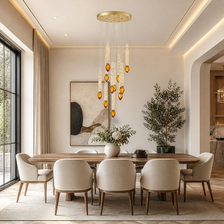 Agoni Luxury Amber Glass Chandelier 36"D