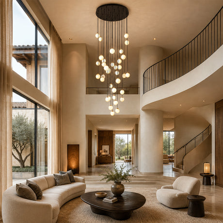 Astrielle Natural Gypsum Spherical Cascade Chandelier 32Light