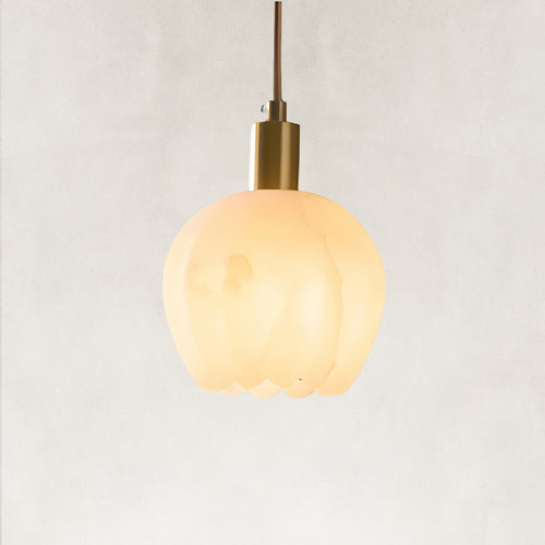 Aura Bloom Natural Alabaster Flower 1-Light Pendant 6“H