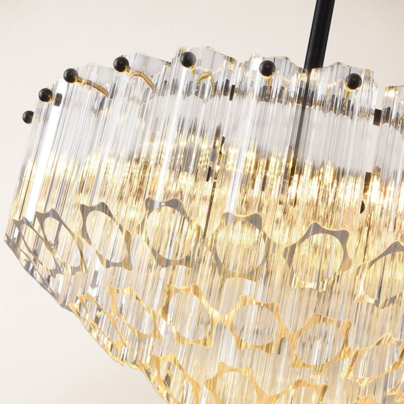 Aurea Amber Crystal Halo Round Chandelier 14" D