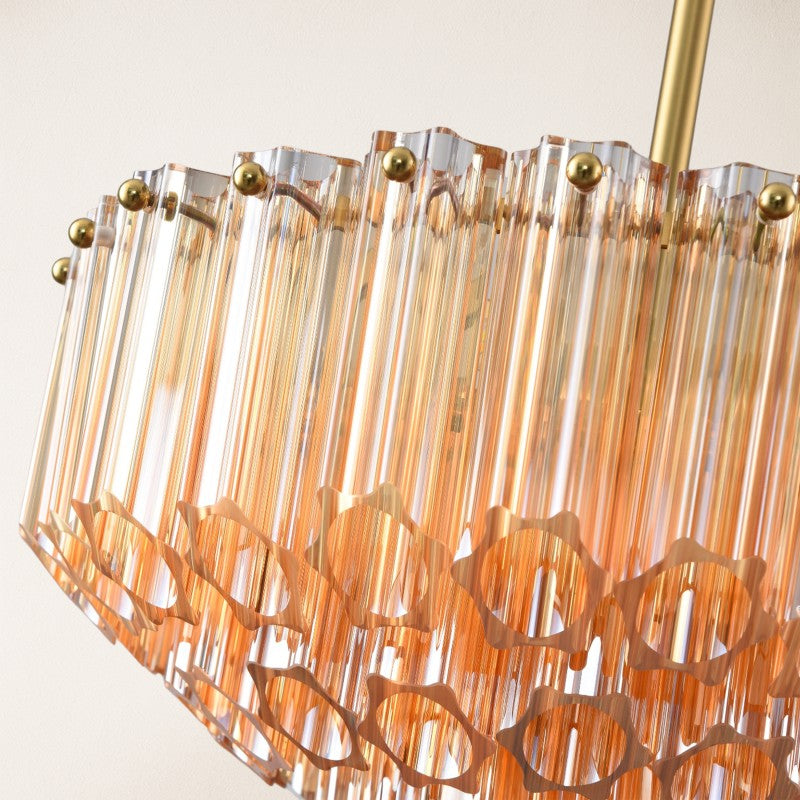 Aurea Amber Crystal Halo Round Chandelier 14" D