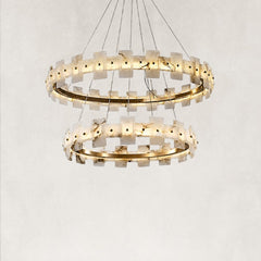 Aurelion Halo Alabaster 2-Tier Chandelier 40