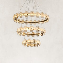 Aurelion Halo Alabaster 3-Tier Chandelier 40