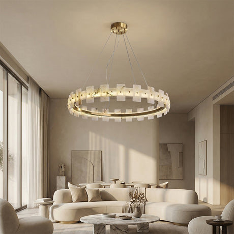 Aurelion Halo Alabaster Chandelier 40"D