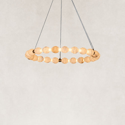 Pearl Single Circle Alabaster Chandelier 24