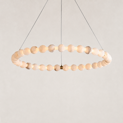 Pearl Single Circle Alabaster Chandelier 32