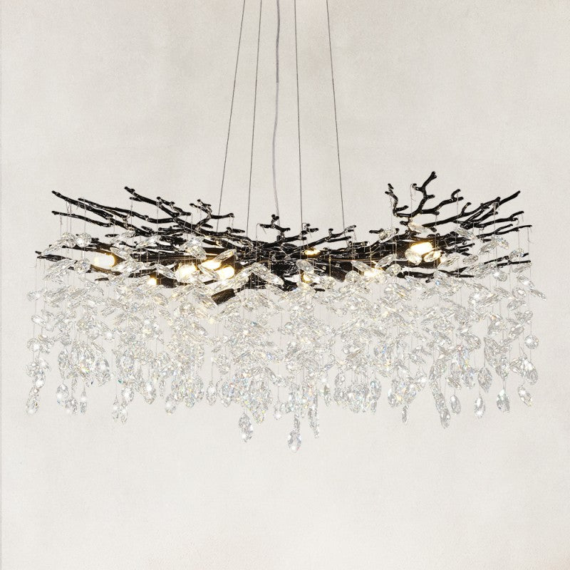 Auro Branch Crystal Cascade Round Chandelier 40"D