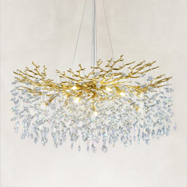 Auro Branch Crystal Cascade Round Chandelier 40"D