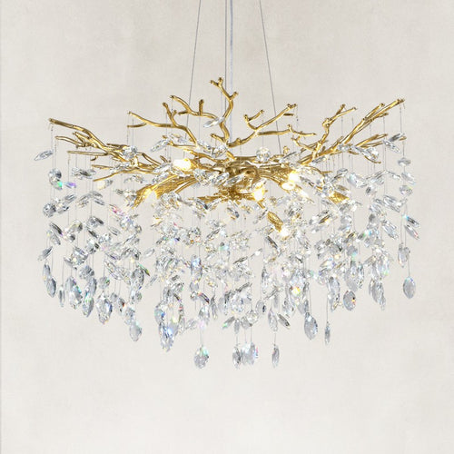 Auro Branch Crystal Cascade Round Chandelier 30