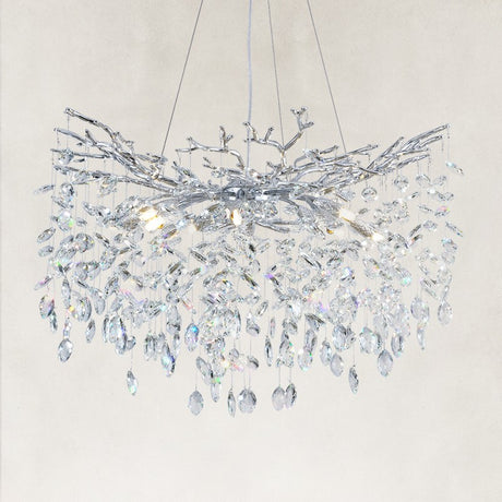 Auro Branch Crystal Cascade Round Chandelier 30"