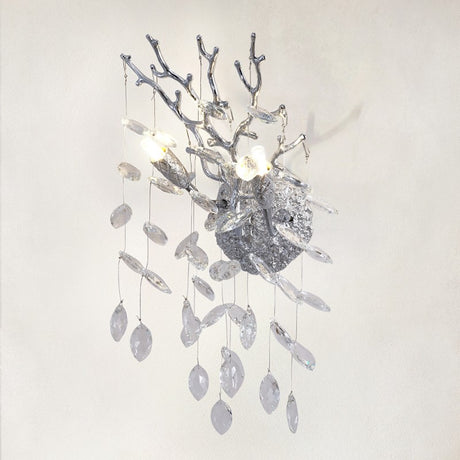 Auro Branch Silver Crystal Wall Sconce 10"H