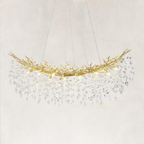 Auro Branch Crystal Cascade Tree Linear Chandelier 55"