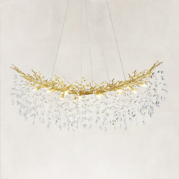 Auro Branch Crystal Cascade Tree Linear Chandelier 55"W