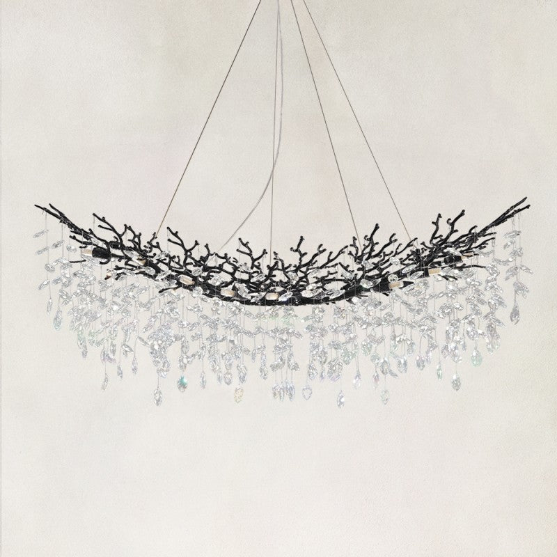 Auro Branch Crystal Cascade Tree Linear Chandelier 55"W