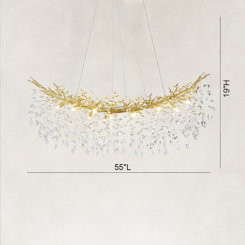 Auro Branch Crystal Cascade Tree Linear Chandelier 55"W