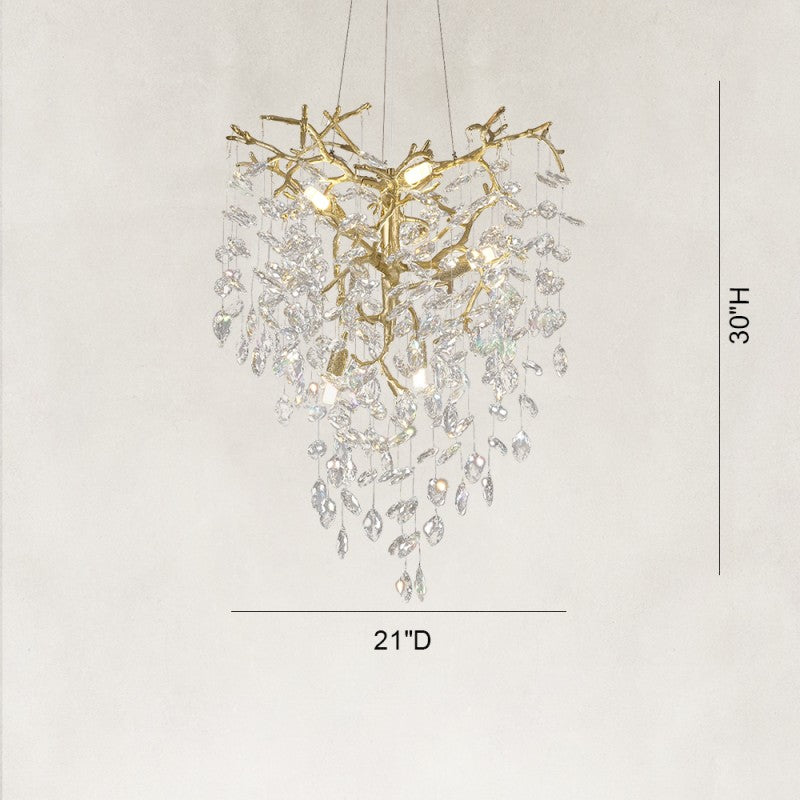Auro Branch Crystal  Cascade Grand Chandelier 21"D