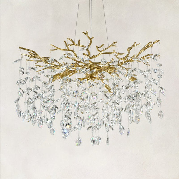 Auro Branch Crystal Cascade Round Chandelier 30"D