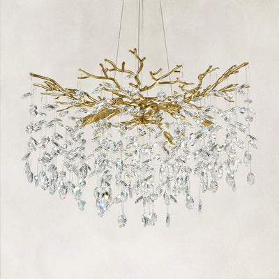 Auro Branch Crystal Cascade Round Chandelier 30